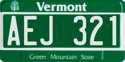 VT license plate AEJ321