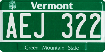 VT license plate AEJ322