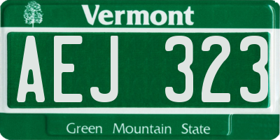VT license plate AEJ323