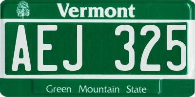VT license plate AEJ325