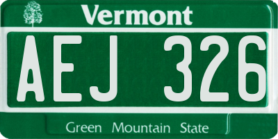 VT license plate AEJ326