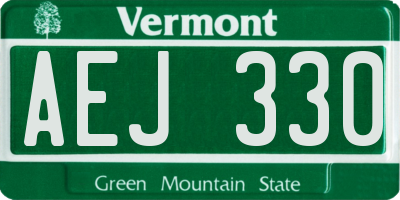 VT license plate AEJ330