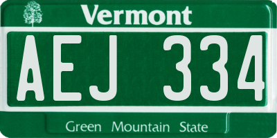 VT license plate AEJ334