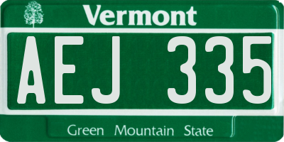 VT license plate AEJ335