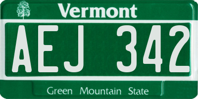 VT license plate AEJ342
