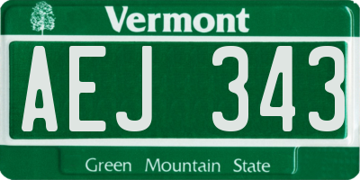 VT license plate AEJ343