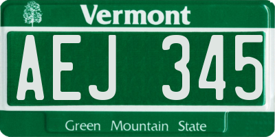 VT license plate AEJ345