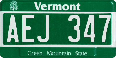 VT license plate AEJ347