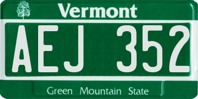 VT license plate AEJ352