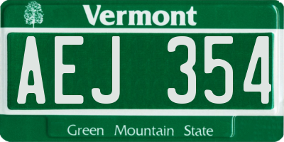 VT license plate AEJ354