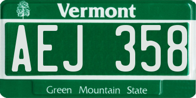 VT license plate AEJ358