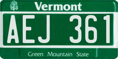 VT license plate AEJ361