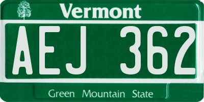 VT license plate AEJ362