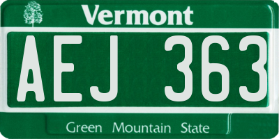 VT license plate AEJ363