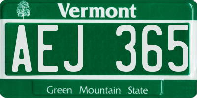 VT license plate AEJ365