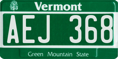VT license plate AEJ368