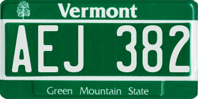 VT license plate AEJ382