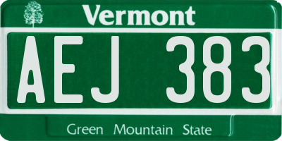 VT license plate AEJ383
