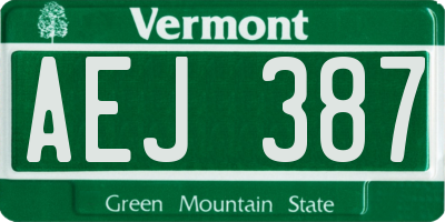 VT license plate AEJ387