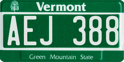 VT license plate AEJ388