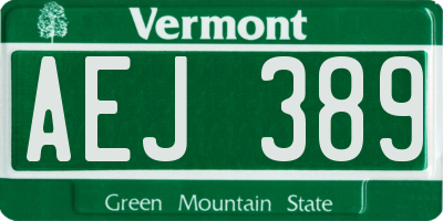 VT license plate AEJ389