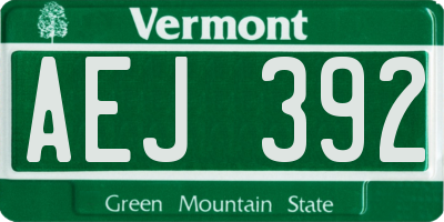 VT license plate AEJ392