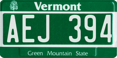 VT license plate AEJ394