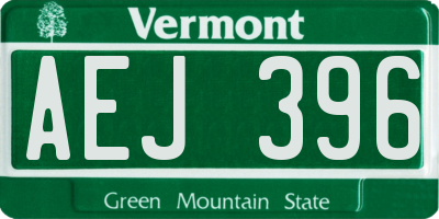 VT license plate AEJ396