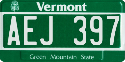 VT license plate AEJ397