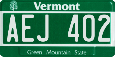 VT license plate AEJ402