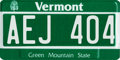 VT license plate AEJ404