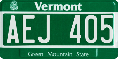 VT license plate AEJ405