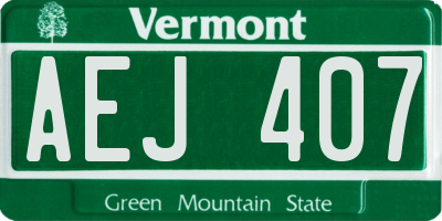 VT license plate AEJ407