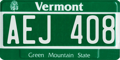 VT license plate AEJ408