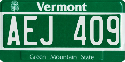 VT license plate AEJ409