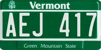 VT license plate AEJ417