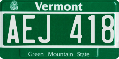 VT license plate AEJ418