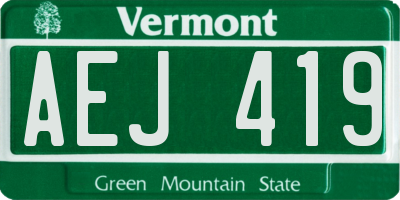 VT license plate AEJ419