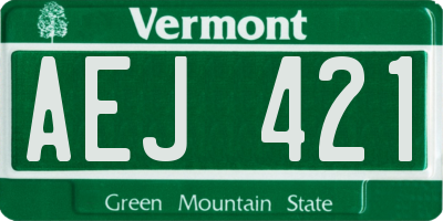 VT license plate AEJ421