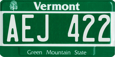 VT license plate AEJ422