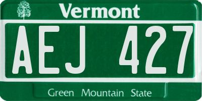 VT license plate AEJ427