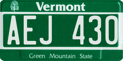 VT license plate AEJ430