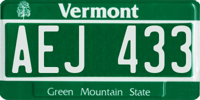 VT license plate AEJ433