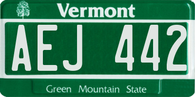 VT license plate AEJ442