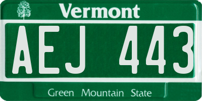 VT license plate AEJ443