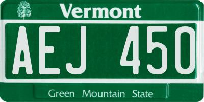 VT license plate AEJ450