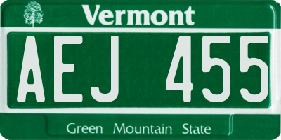 VT license plate AEJ455