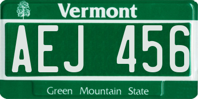 VT license plate AEJ456