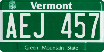 VT license plate AEJ457