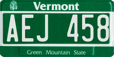 VT license plate AEJ458